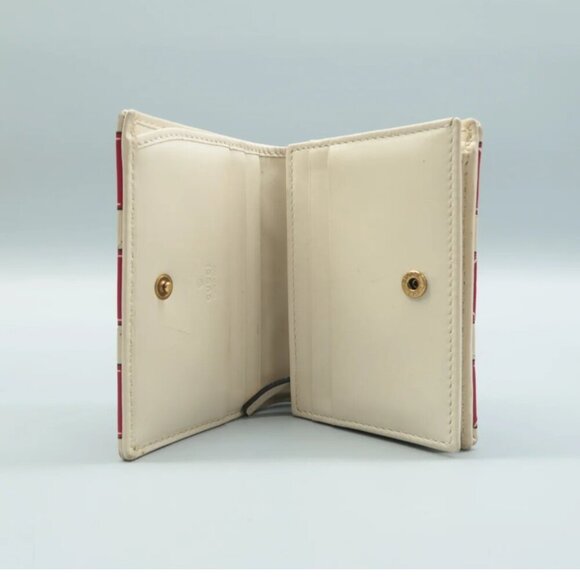 100% Authentic GUCCI White&Red Trompe L'Oeil Leather Wallet - Picture 9 of 12